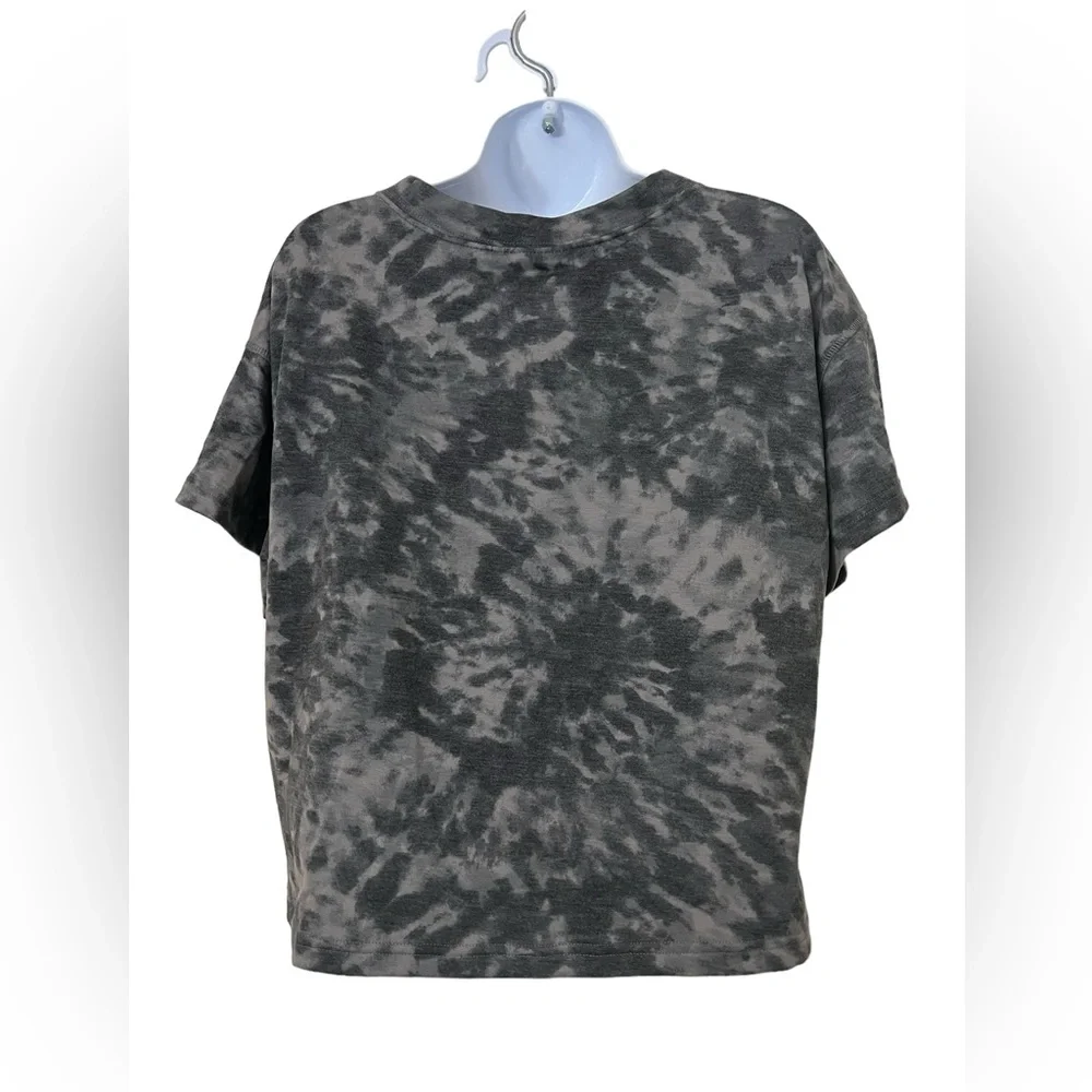 NWT Jenni Women's Gray Swirl Tie Dye Lounge Short Sleeve Crop Top - Picture 3 of 6